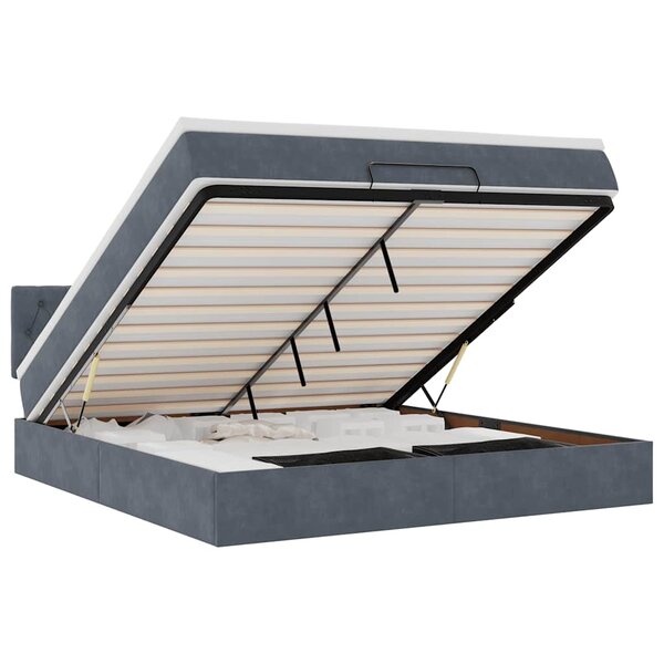 VidaXL Cadre de lit ottoman avec matelas gris foncé 160x200 cm velours