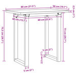 vidaXL Table à manger cadre en O 80x50x75 5cm bois de pin massif fonte