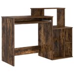 vidaXL Bureau avec rangement Chêne fumé 120.5x44x88.5 cm Bois composite