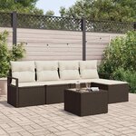 vidaXL Ensemble de canapé de jardin avec coussin 6 Pièces Marron et Crème