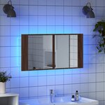 vidaXL Armoire à miroir à LED de bain chêne marron 90x12x45 cm