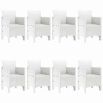 vidaXL Ensemble de salle à manger pour jardin 9 Pièces Blanc Rattan Polt