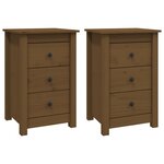 vidaXL Tables de chevet 2 Pièces Marron miel 40x35x61 5 cm Pin solide