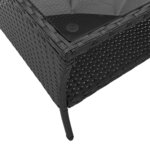 vidaXL Canapé de jardin 2 places coussins et table noir résine tressée