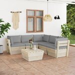 vidaXL Salon de jardin palette 6 Pièces avec coussins bois d'épicéa