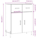 vidaXL Buffet sonoma gris 69 5x34x90 cm bois d'ingénierie