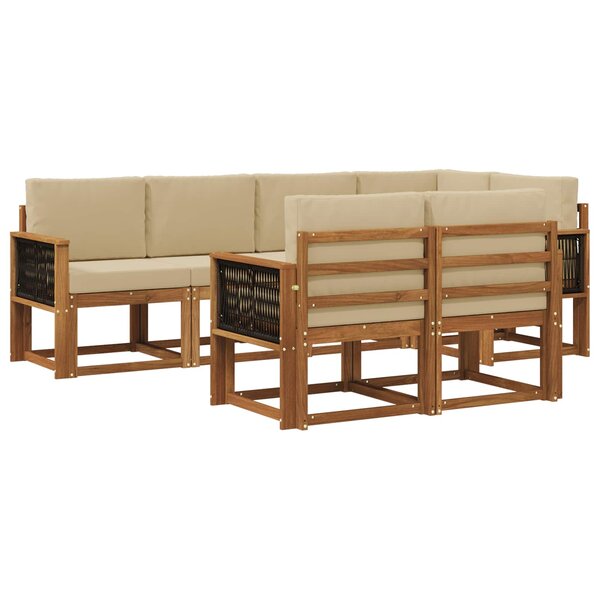 vidaXL Ensemble de canapés d'extérieur 7 pc Naturel et Beige Polyester