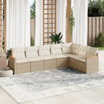 vidaXL Salon de jardin avec coussins 7 Pièces beige résine tressée