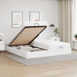 vidaXL Cadre de lit avec matelas Blanc pur 200 x 200 cm Faux cuir