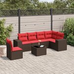 vidaXL Salon de jardin avec coussins 7 Pièces marron résine tressée