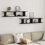 vidaXL Étagères murales 2 Pièces chêne noir 105x18x20 cm bois ingénierie