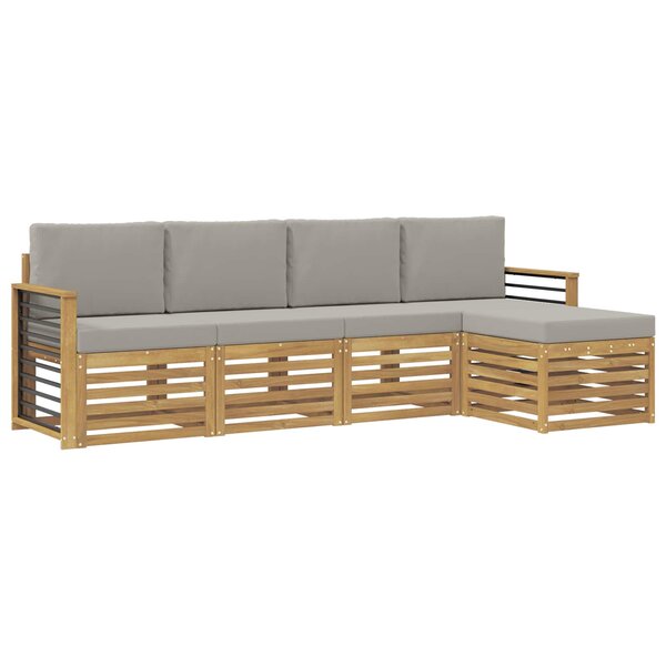 vidaXL Ensemble de canapés d'extérieur 5 pc Blanc et gris clair