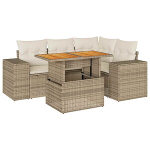 vidaXL Salon de jardin avec coussins 5 Pièces beige résine tressée