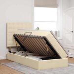 vidaXL Lit de rangement LED avec matelas Crème 90 x 200 cm Tissu