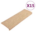 vidaXL Tapis d'escalier auto-adhésifs 15 Pièces Marron clair 65x21x4 cm