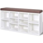 Banc banquette 103 x 30 x 48 cm de rangement à chaussures 10 compartiments blanc 02_0021239