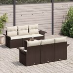 vidaXL Ensemble de canapé de jardin 7 Pièces Marron polyrotin