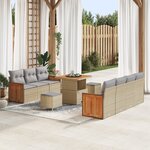 Ensemble de Canapés de Jardin vidaXL de 10 Pièces avec Coussins Beige Rattan Poly Acacia