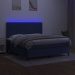 vidaXL Sommier à lattes de lit et matelas et LED Bleu 160x200 cm Tissu