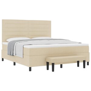 vidaXL Lit à ressorts avec coussin Crème 180 x 200 cm tissu