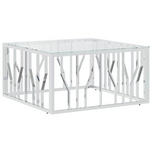 vidaXL Table basse 80x80x40 cm acier inoxydable et verre