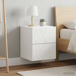vidaXL Cabinet de chevet mural 2 pièces Blanc brillant