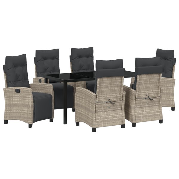 vidaXL Ensemble de salle à manger de jardin 7 pièces gris clair poly rattan