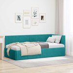 vidaXL Cadre de lit d'angle Turquoise 90 x 190 cm Velours