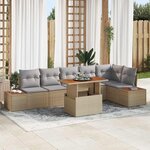 vidaXL Ensemble de canapé de jardin 7 Pièces Beige Poly rotin
