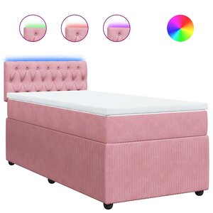 vidaXL Sommier à lattes de lit avec matelas Rose 100x200 cm Velours