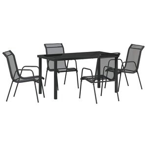 vidaXL Ensemble de salle à manger pour jardin 5 Pièces Noir