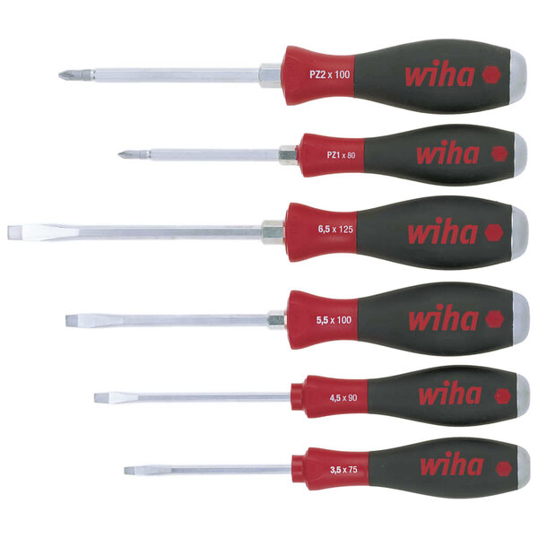 Wiha ensemble de tournevis 6 pièces softfinish pozidriv lame hexagonale