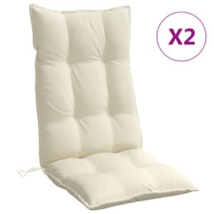 vidaXL Coussins de chaise à dossier haut lot de 2 crème tissu oxford