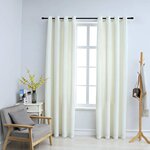 vidaXL Rideaux occultants avec anneaux 2 Pièces Velours Crème 140x175 cm