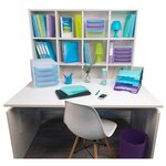 Corbeille À Courrier Combo Midi Transparent - Turquoise Brillant - X 6 - Exacompta