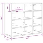 vidaXL Cabinet à chaussures avec étagère Gris béton 77 5 x 30 x 67 cm