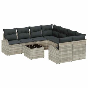 vidaXL Ensemble de canapé de jardin 9 Pièces Gris clair et gris foncé