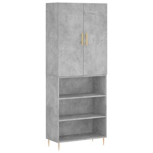 vidaXL Buffet haut Gris béton 69 5x34x180 cm Bois d'ingénierie