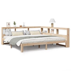vidaXL Lit bibliothèque sans matelas 200x200 cm bois massif de pin