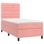 vidaXL Sommier à lattes de lit avec matelas LED Rose 100x200cm Velours