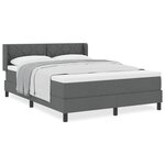 vidaXL Lit à ressort avec matelas gris foncé  140 x 200 cm  tissu