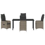 vidaXL Ensemble de salle à manger de jardin 5 pièces avec coussins gris poly rotin