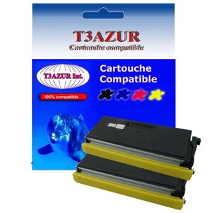 2 Toners compatibles avec Brother TN6600 pour Brother HL-1240, HL-1250, HL-1270 - 6 000 pages - T3AZUR