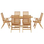 Ensemble de repas de jardin pliant 7 pièces en teck massif vidaXL