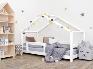 Lit cabane enfant en bois massif Blanc - 90 x 200 cm