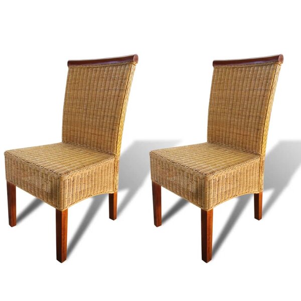 vidaXL Chaises à manger lot de 2 marron rotin naturel