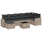 vidaXL Salon de jardin 8 Pièces avec coussins gris clair résine tressée