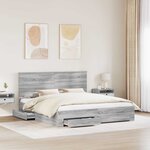 vidaXL Cadre de lit Gris Sonoma 200 x 200 cm Bois d'ingénierie