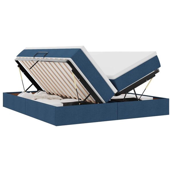 vidaXL Lit avec rangement et matelas Bleu 200 x 200 cm Polyester