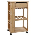 vidaXL Chariot de Cuisine avec Roues Naturel 47 5 x 36 x 83 cm Bambou